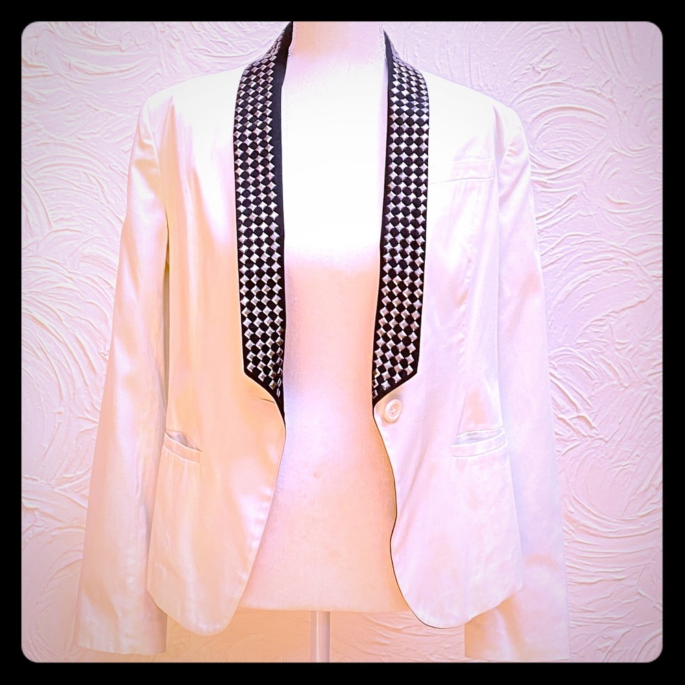💝 Jessica Simpson Studded Blazer Rockstar White Black size 4
